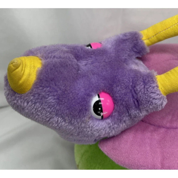 Vintage 1986 Commonwealth Tricertop Dinosnores Plush Rolling Ball Rattle Toy 12” - Picture 13 of 16